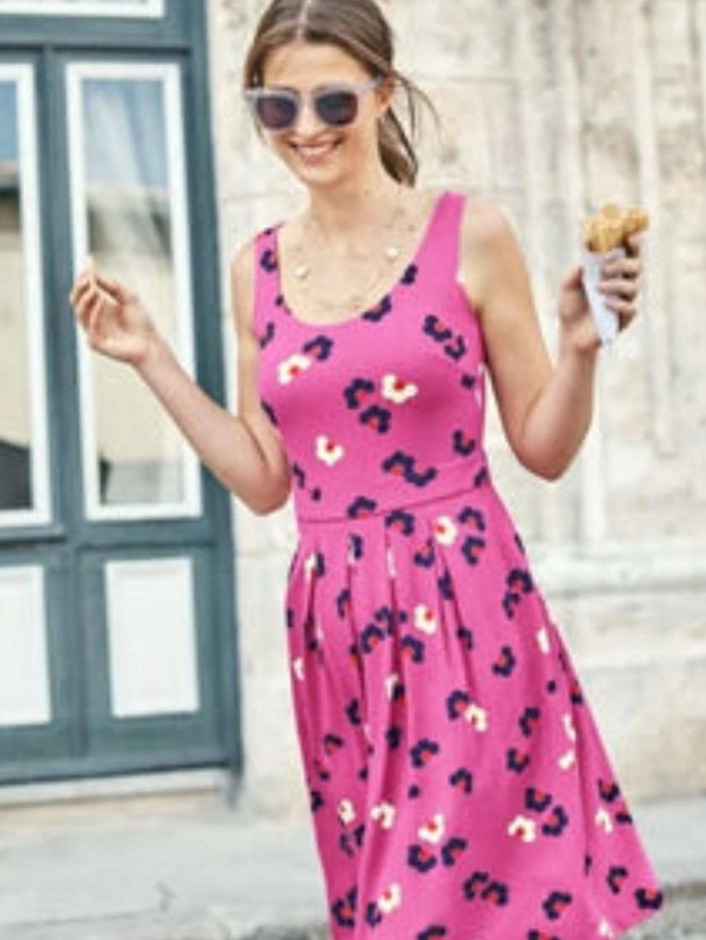 Boden Joanna Ponte Dress, Pink With Daisies, Sleeveless Summer Size 8P - Picture 1 of 11